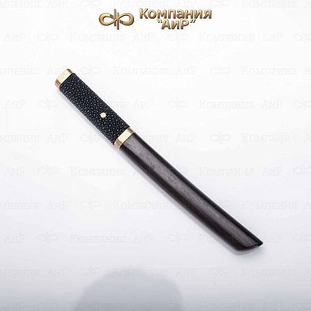 Авторский айкути (ZDI-1016, кожа ската черная, граб, фути, хабаки и касира мокуме гане) - мастера Златоуста