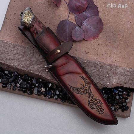  Авторский нож Чернокрылый павлин, авторские ножны № 39240 - мастера Златоуста