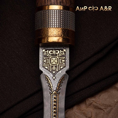  Авторский нож Сигара COHIBA из дамасской стали ZDI-1016 (ореховый кап) - мастера Златоуста