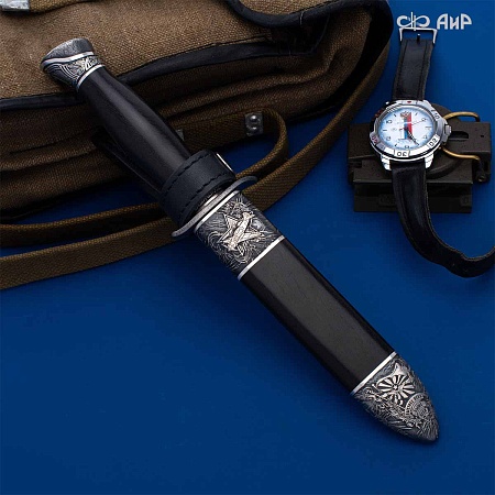 Нож Финка-2 Авиатор ручной работы (в серебре) № 39251 - мастера Златоуста