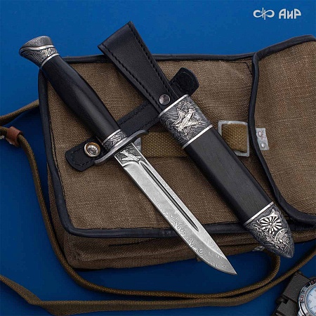 Нож Финка-2 Авиатор ручной работы (в серебре) № 39251 - мастера Златоуста