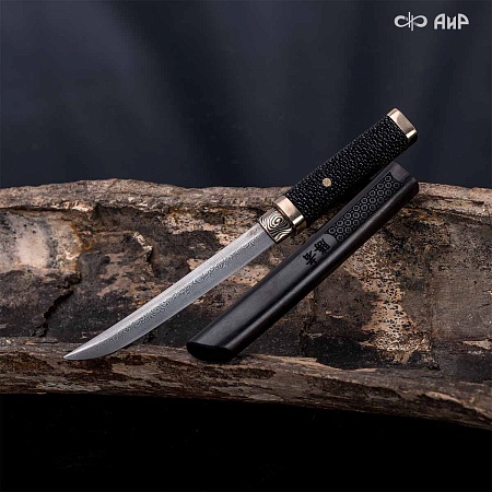 Авторский айкути (ZDI-1016, кожа ската черная, граб, фути, хабаки и касира мокуме гане) - мастера Златоуста
