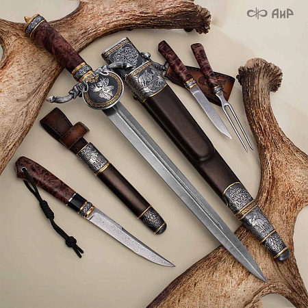  Гарнитур охотничий Великаны леса, с хиршфангером № 39207 - мастера Златоуста