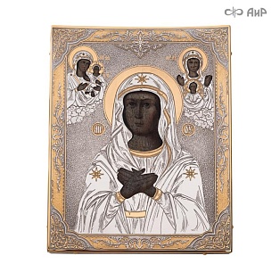 Икона Божией Матери в окладе Умиление (икона заказчика, XIX век) № 39154 - мастера Златоуста