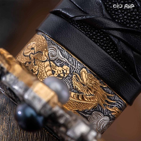  Вакидзаси Золотой дракон ручной работы № 39252 - от мастеров Златоуста