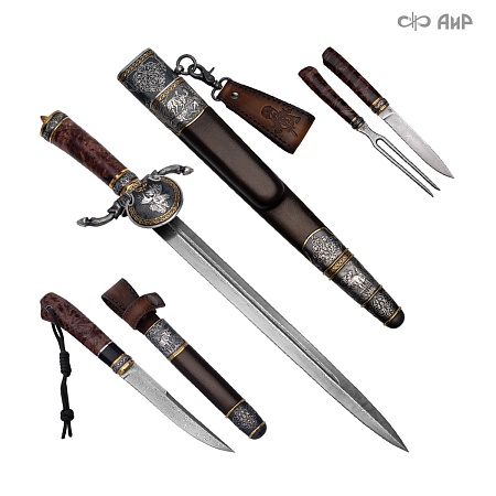  Гарнитур охотничий Великаны леса, с хиршфангером № 39207 - мастера Златоуста