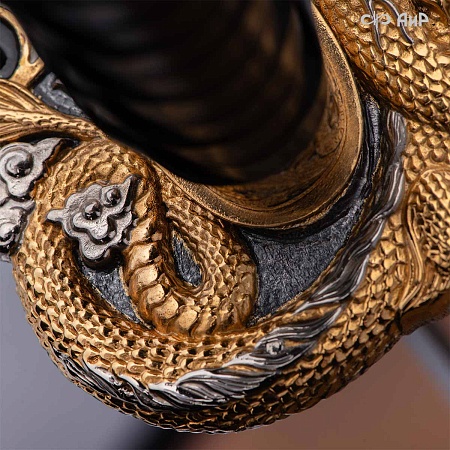  Вакидзаси Золотой дракон ручной работы № 39252 - от мастеров Златоуста