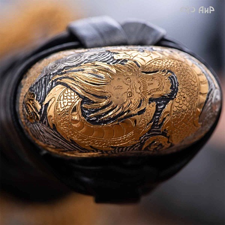  Вакидзаси Золотой дракон ручной работы № 39252 - от мастеров Златоуста