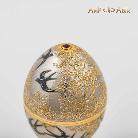  Сувенирное яйцо ручной работы Ласточки № 36881 - мастера Златоуста