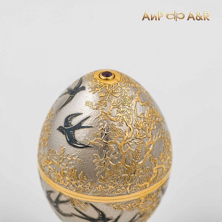  Сувенирное яйцо ручной работы "Ласточки" № 36881 - мастера Златоуста
