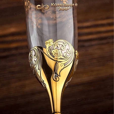 Авторский набор для шампанского "Реверанс" № 1430 - мастера Златоуста