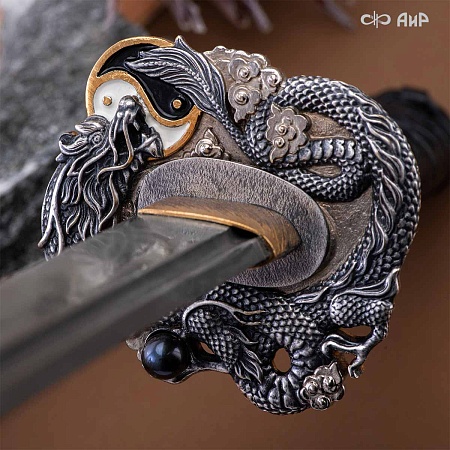  Вакидзаси Золотой дракон ручной работы № 39252 - от мастеров Златоуста