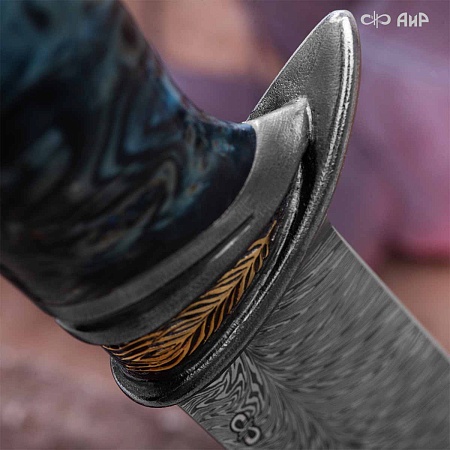  Авторский нож Чернокрылый павлин, авторские ножны № 39239 - мастера Златоуста