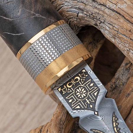 Авторский нож Сигара COHIBA из дамасской стали ZDI-1016 (стабилизированный ореховый кап) - мастера Златоуста