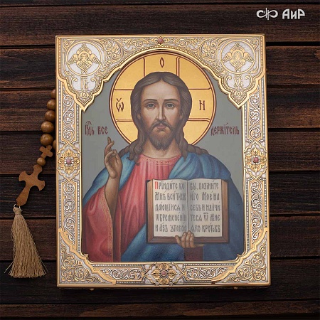  Икона в окладе Господь Вседержитель (ручная работа) № 39081 - мастера Златоуста