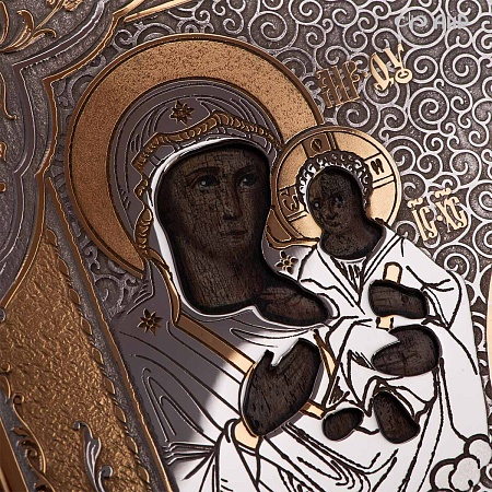 Икона Божией Матери в окладе Умиление (икона заказчика, XIX век) № 39154 - мастера Златоуста