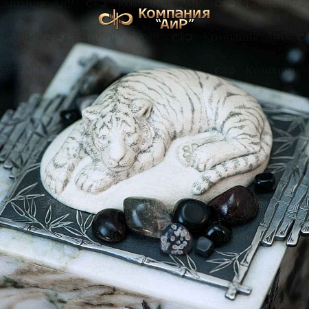 Авторская шкатулка "Белый тигр" № 35290 - мастера Златоуста