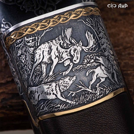  Гарнитур охотничий Великаны леса, с хиршфангером № 39207 - мастера Златоуста