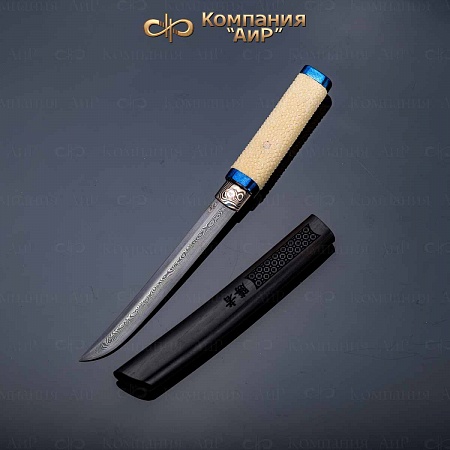 Авторский айкути (ZDI-1016, кожа ската белая, граб, фути и касира ZlaTi, хабаки мокуме гане) - мастера Златоуста