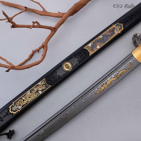  Авторская катана Золотой дракон № 39201 - от мастеров Златоуста
